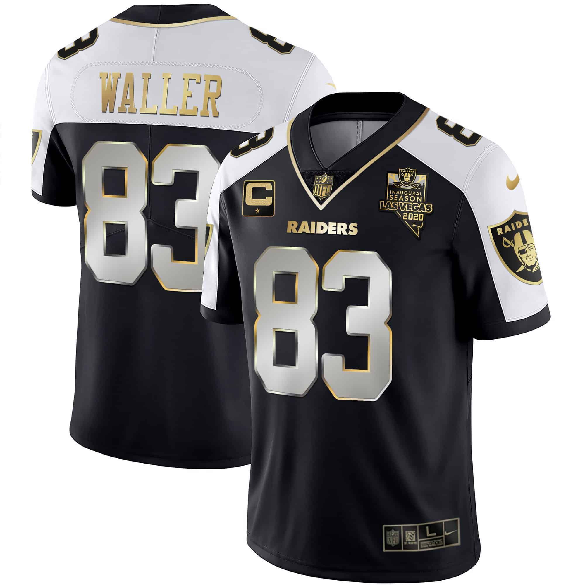 Men Oakland Raiders #83 Waller 2024 Nike Vapor Black Gold & Black Inverted Limited NFL Jersey style 1